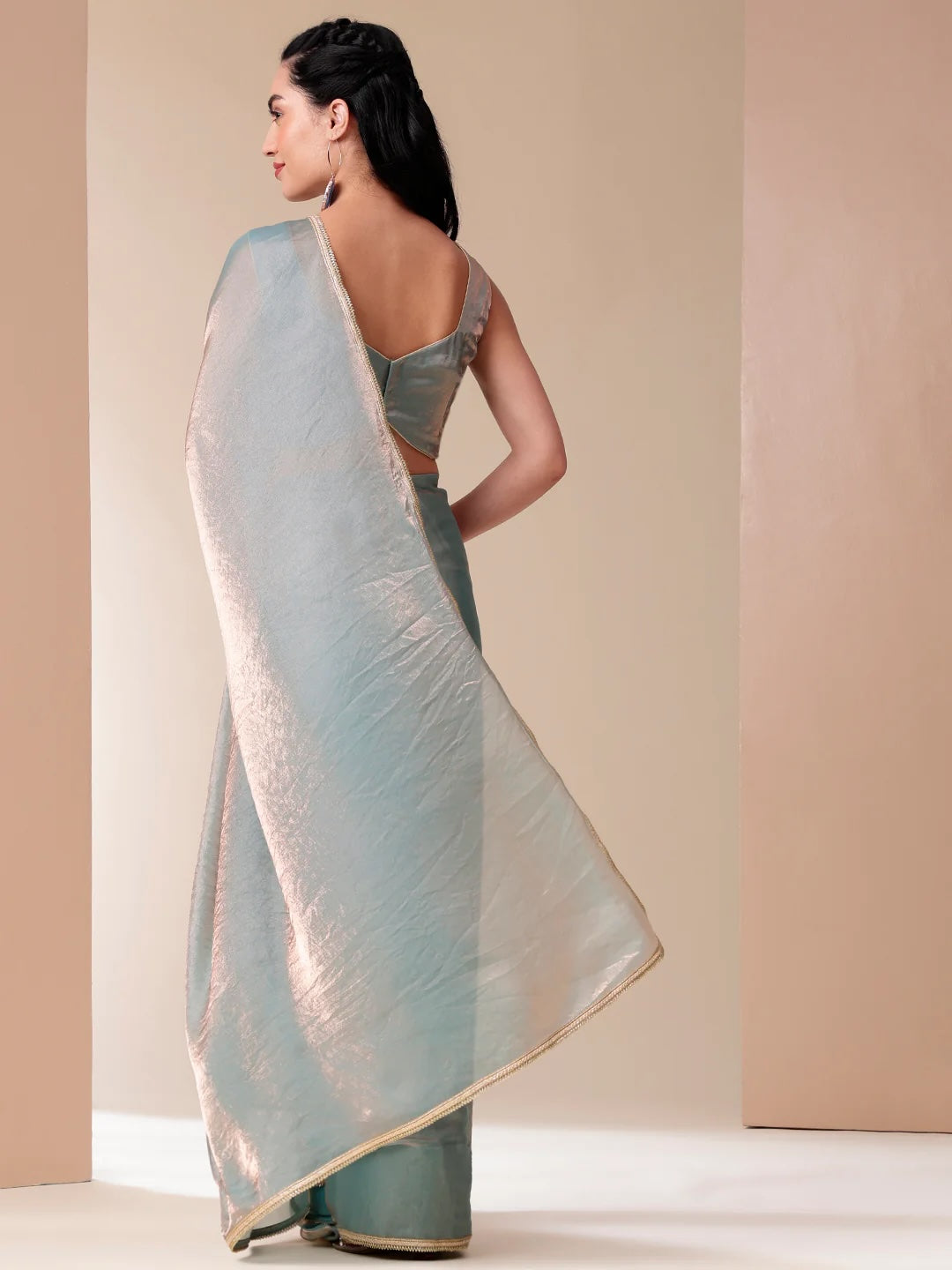 Timeless Lace-Trimmed Tissue Saree