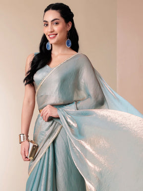 Timeless Lace-Trimmed Tissue Saree