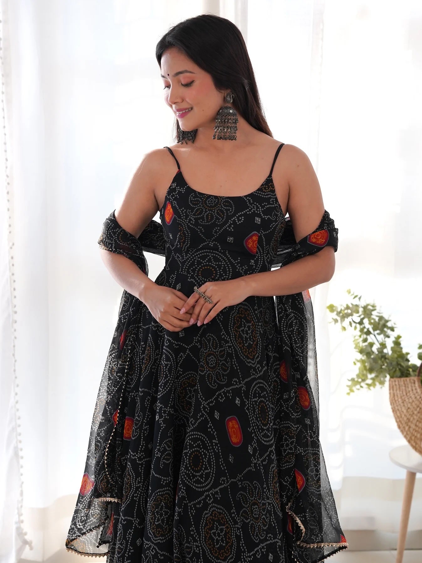 chiffon bandhani dress Bandhani Dress