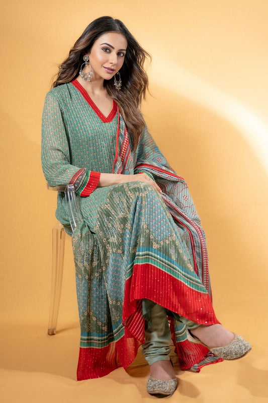 Rakul Preet Singh in Light-As-Air Georgette Suit Set