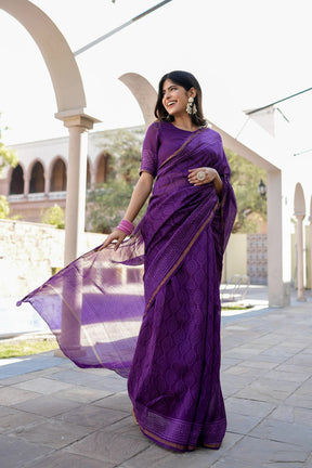 Lavender Visions Chanderi Handblock Saree