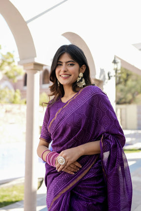 Lavender Visions Chanderi Handblock Saree