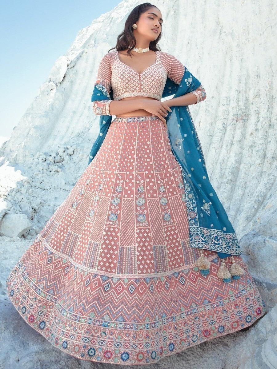 Light Mauve Sequins Georgette Lehenga Choli With Dupatta