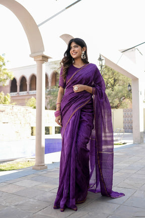 Lavender Visions Chanderi Handblock Saree