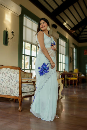 Chiffon Saree with White Sequins