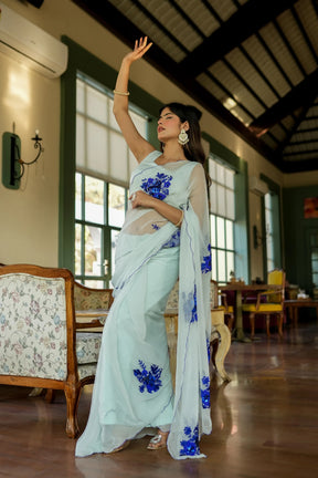 Chiffon Saree with White Sequins