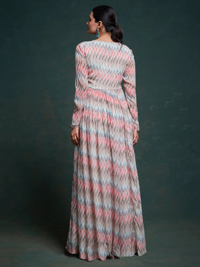 Captivating Multi-Color Printed Georgette Event Wear Gown