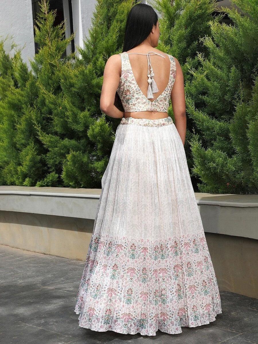 Splendid Off-White Georgette Wedding Lehenga Choli