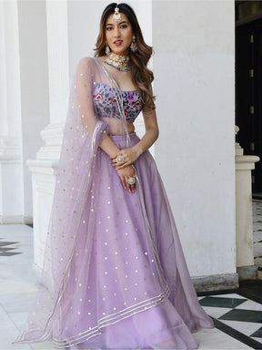 Fantastic Lavender Organza Reception Wear Lehenga Choli