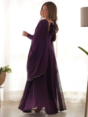 Mesmerizing Purple Georgette Event Wear Gown with Dupatta