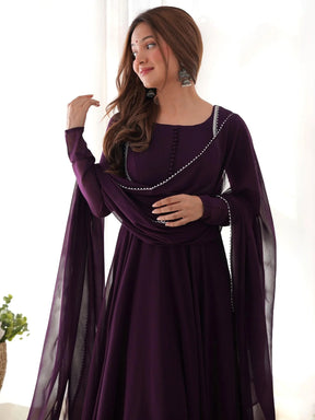 Mesmerizing Purple Georgette Event Wear Gown with Dupatta