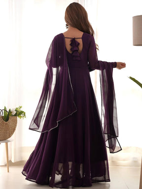 Mesmerizing Purple Georgette Event Wear Gown with Dupatta