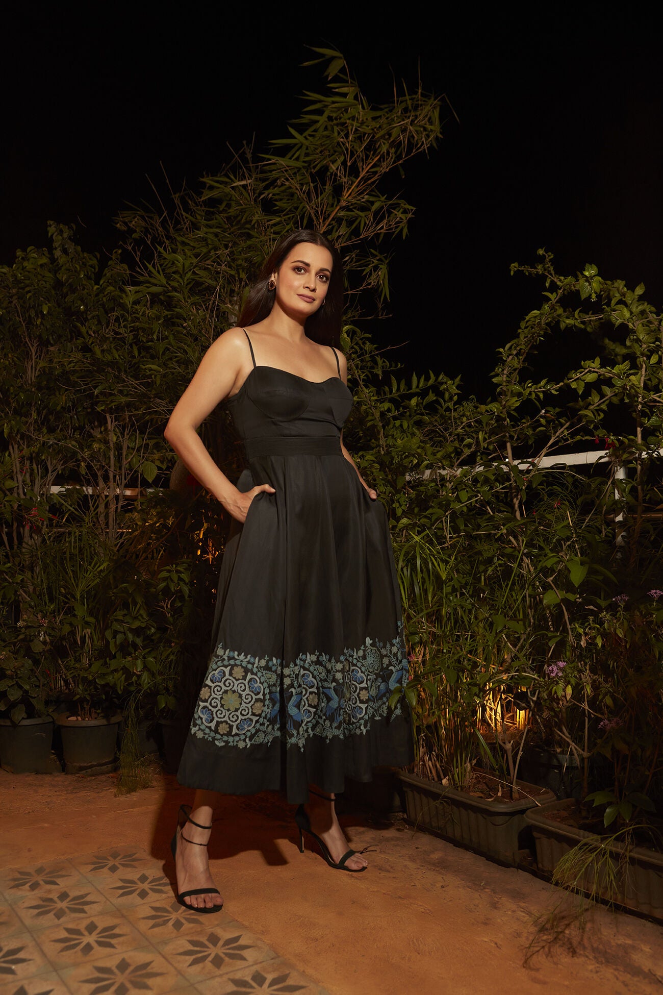 Dia Mirza in Classic Valeska Black Dress