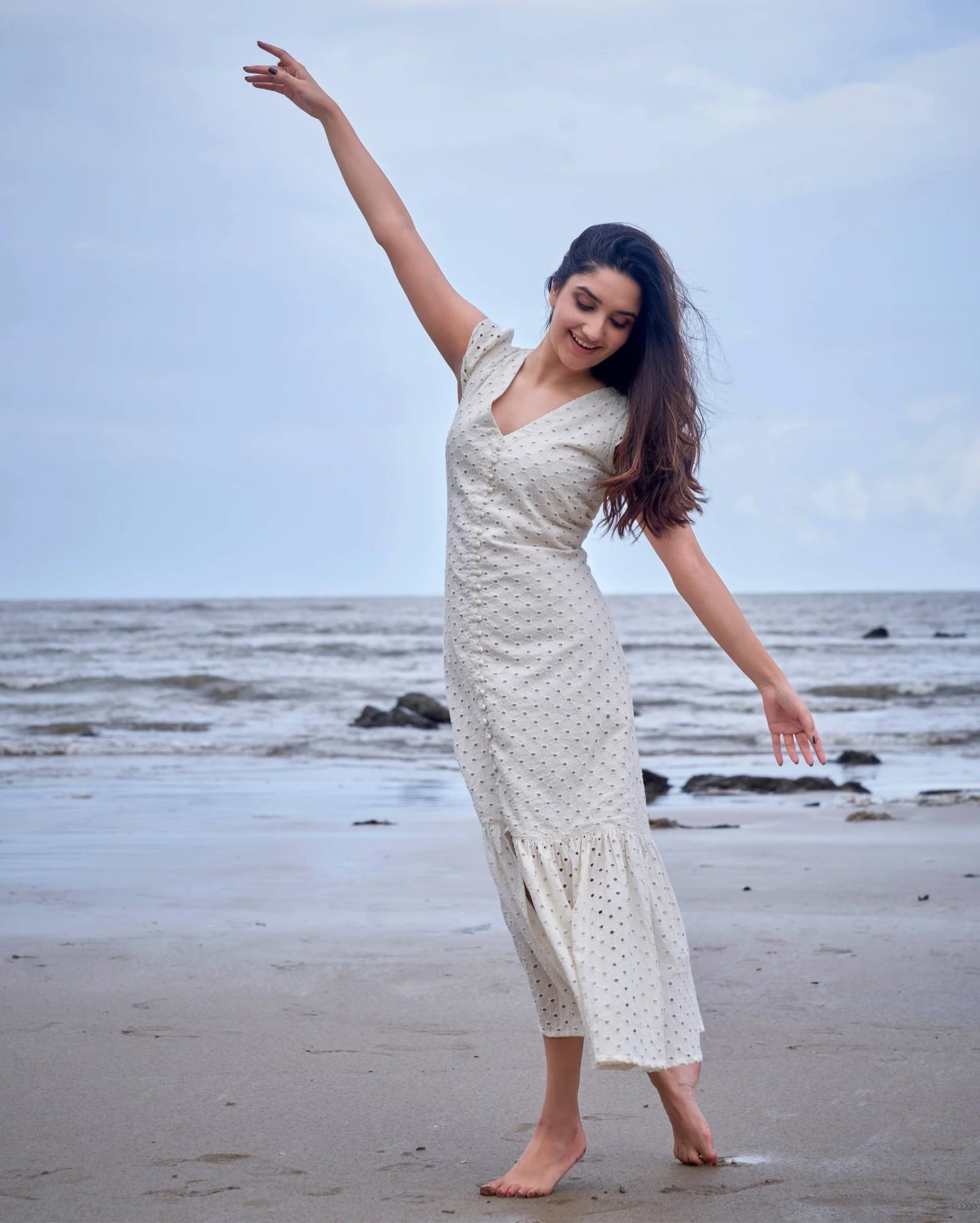 cotton schiffli dress Cotton Schiffli Embroidered A-line Dress: Sea Green Party Dress