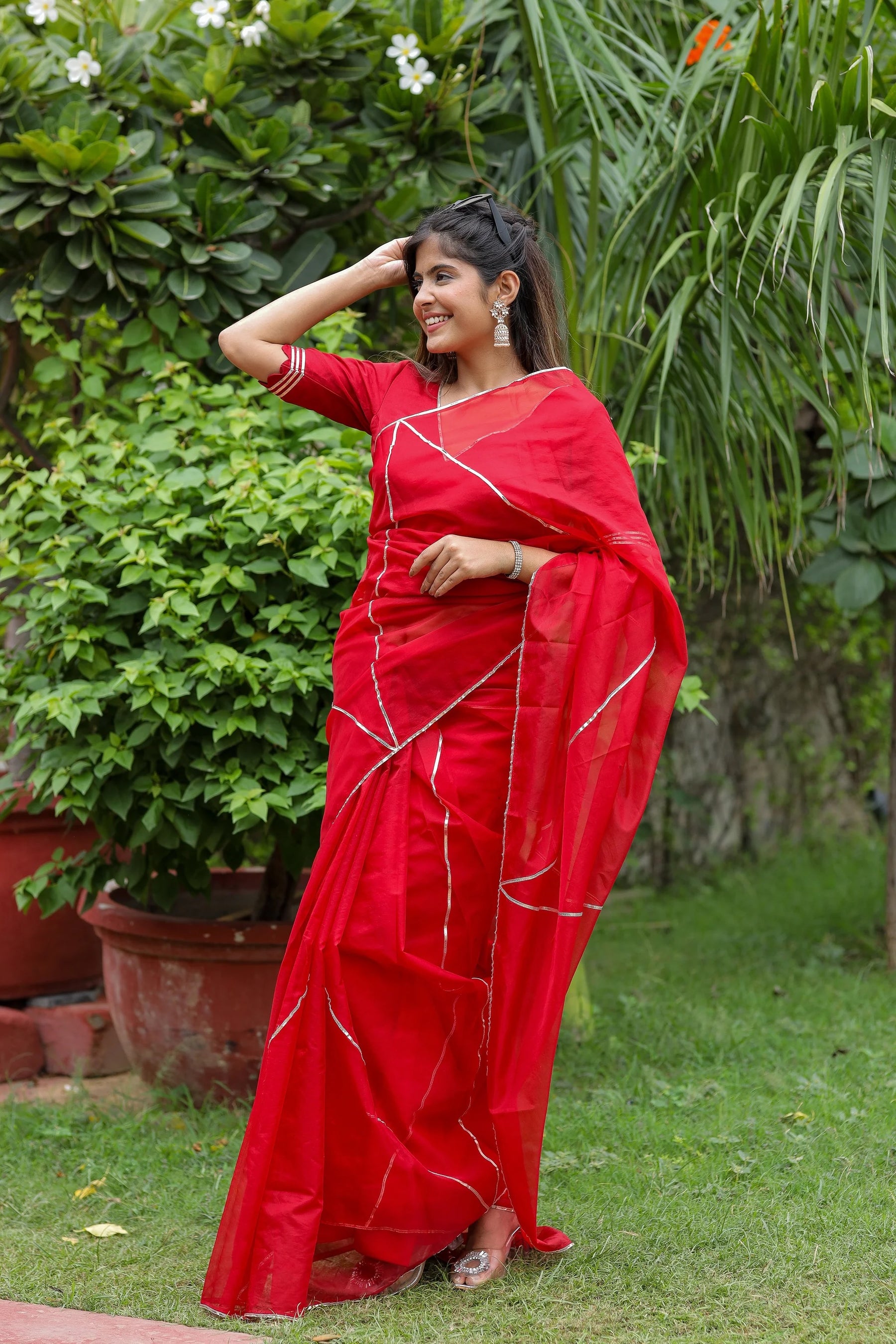 Rich Cherry Red Beauty Organza Saree