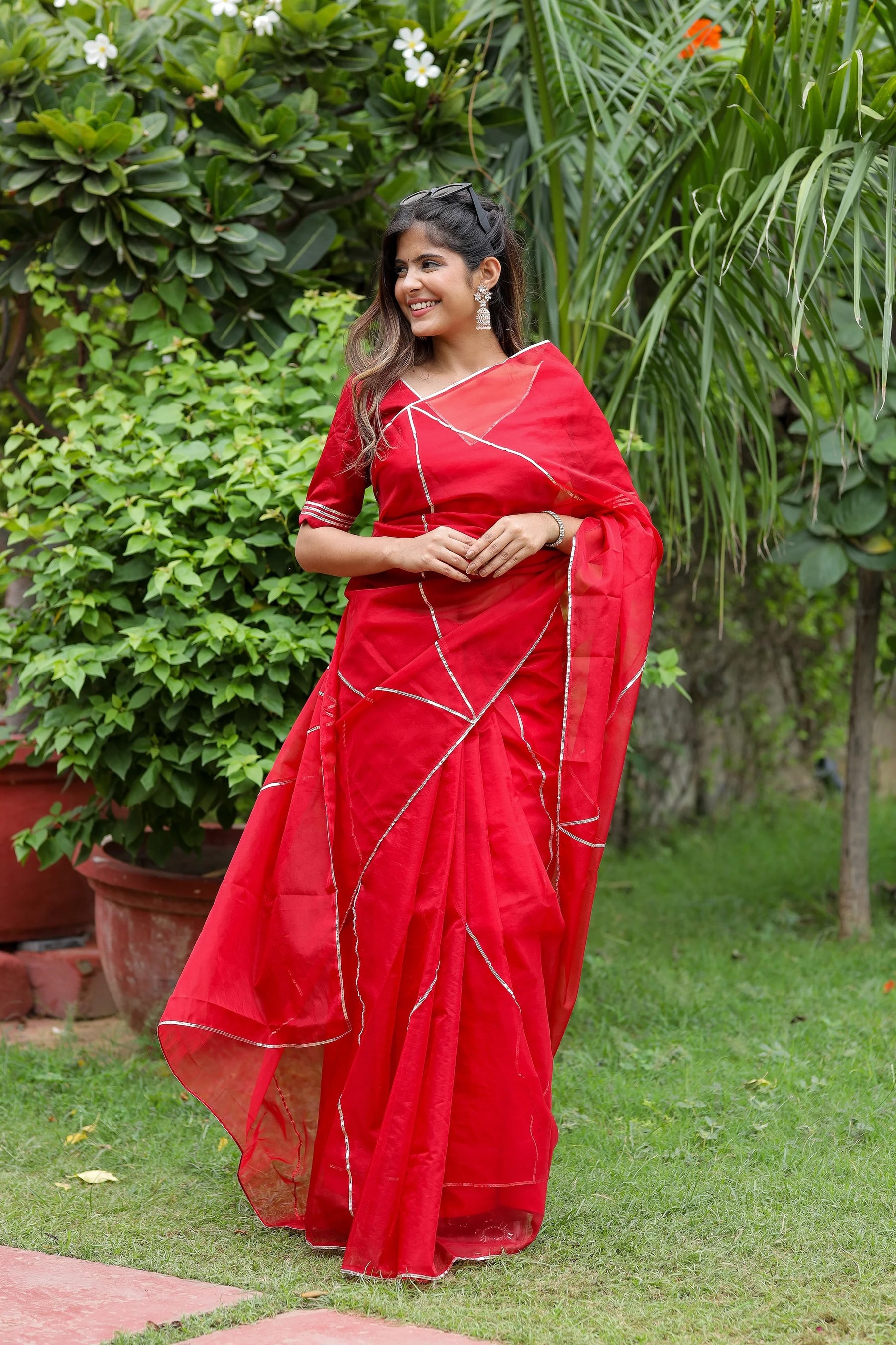 Rich Cherry Red Beauty Organza Saree