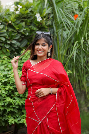 Rich Cherry Red Beauty Organza Saree