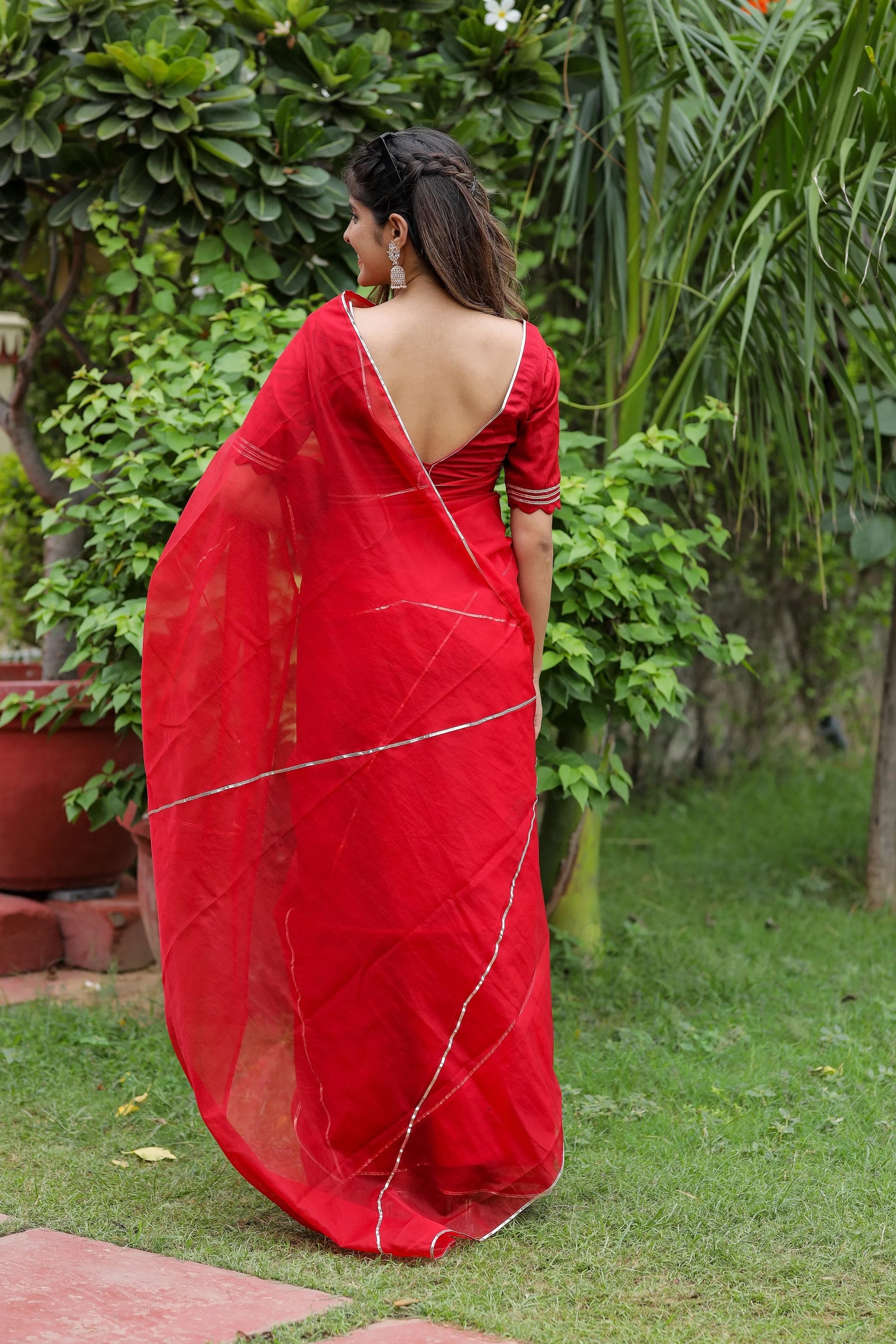 Rich Cherry Red Beauty Organza Saree