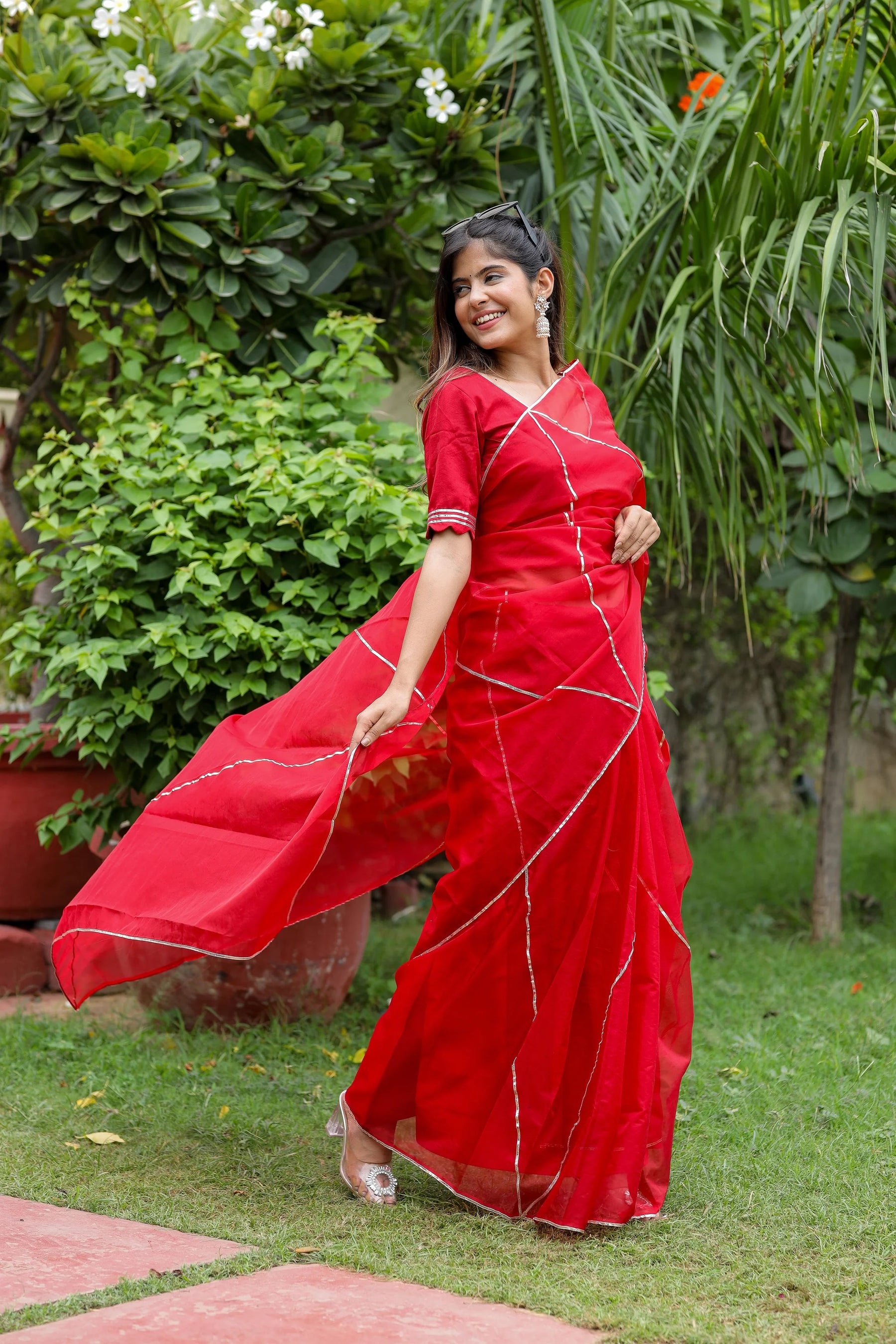 Rich Cherry Red Beauty Organza Saree