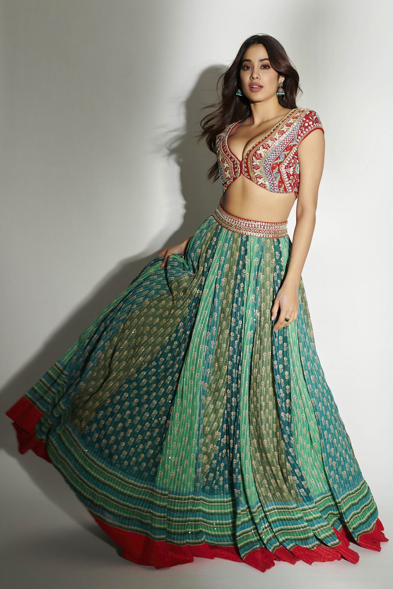 Janhvi Kapoor in Kavi Lehenga with Light-Catching Embroidery