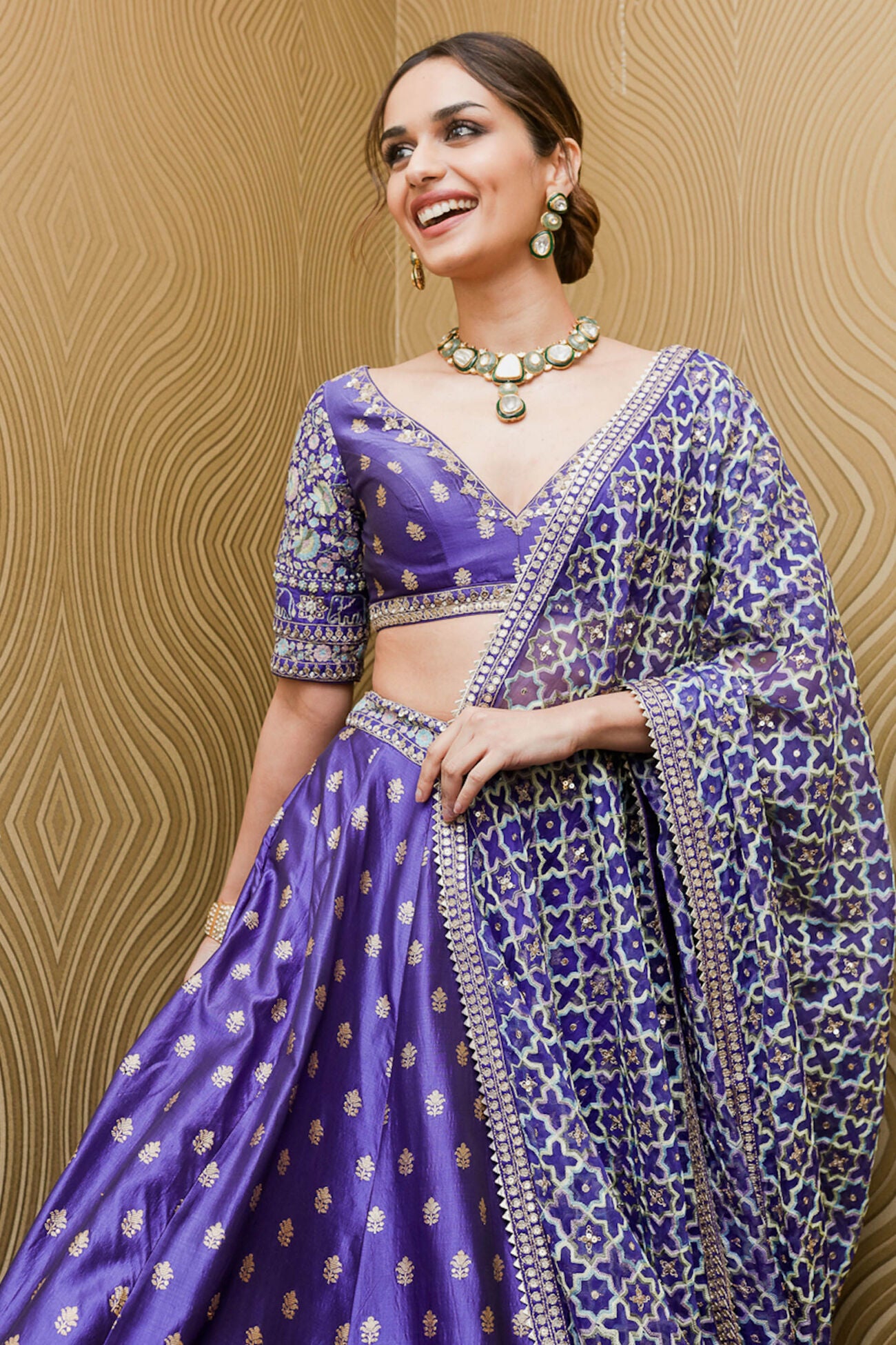 Manushi Chillar in Electric Blue Ezra Lehenga Set