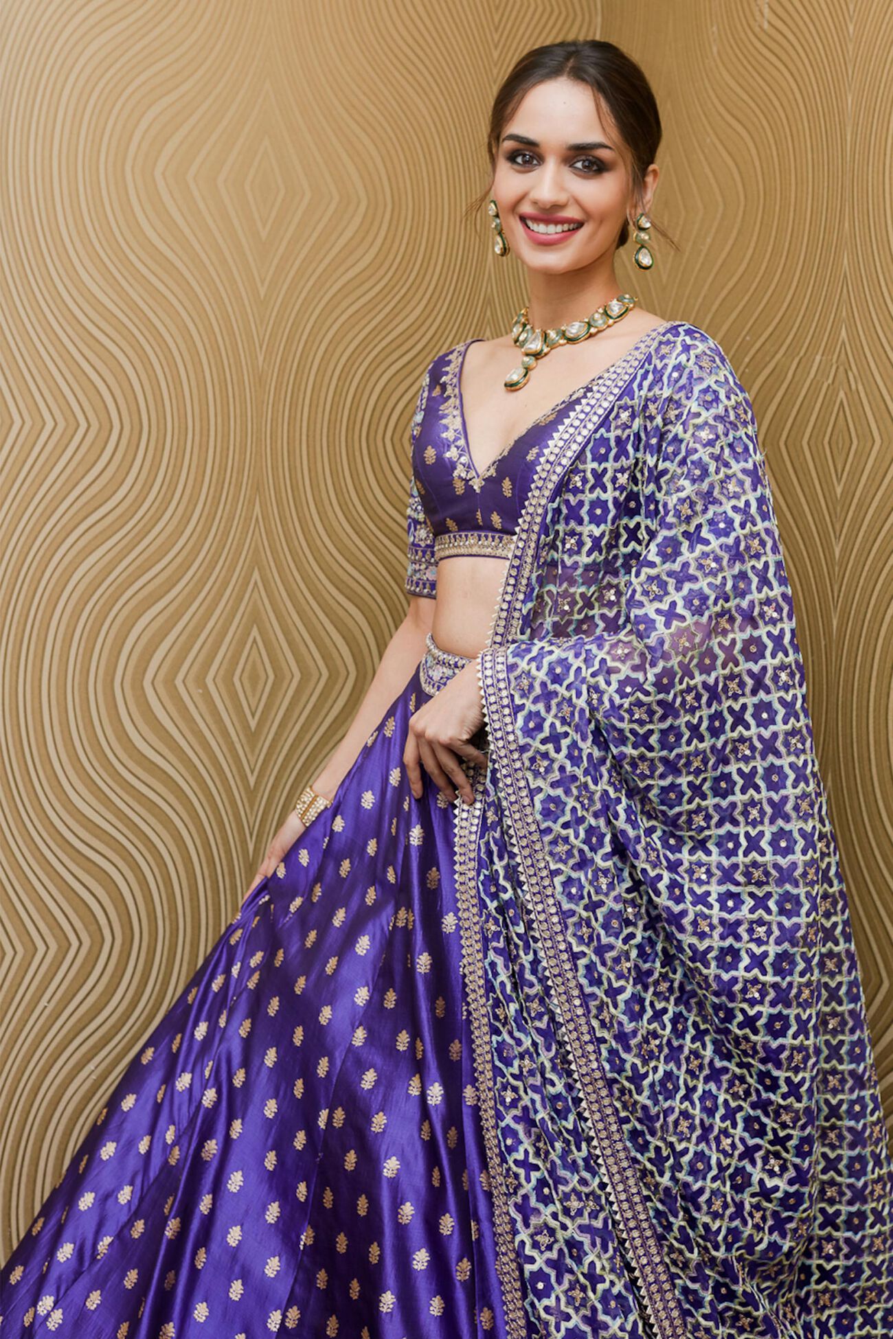 Manushi Chillar in Electric Blue Ezra Lehenga Set