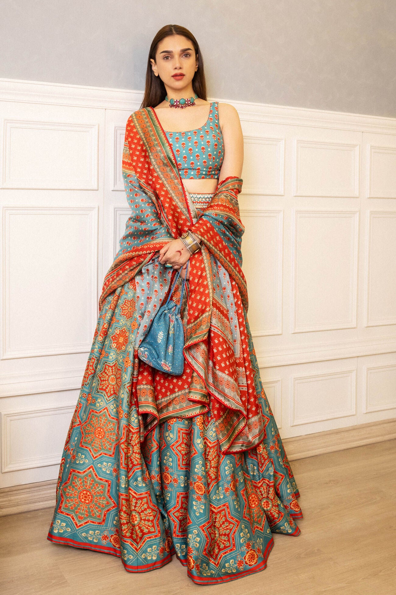 Aditi Rao Hydari in Mayai Lehenga–Sindh Architecture-Inspired Design