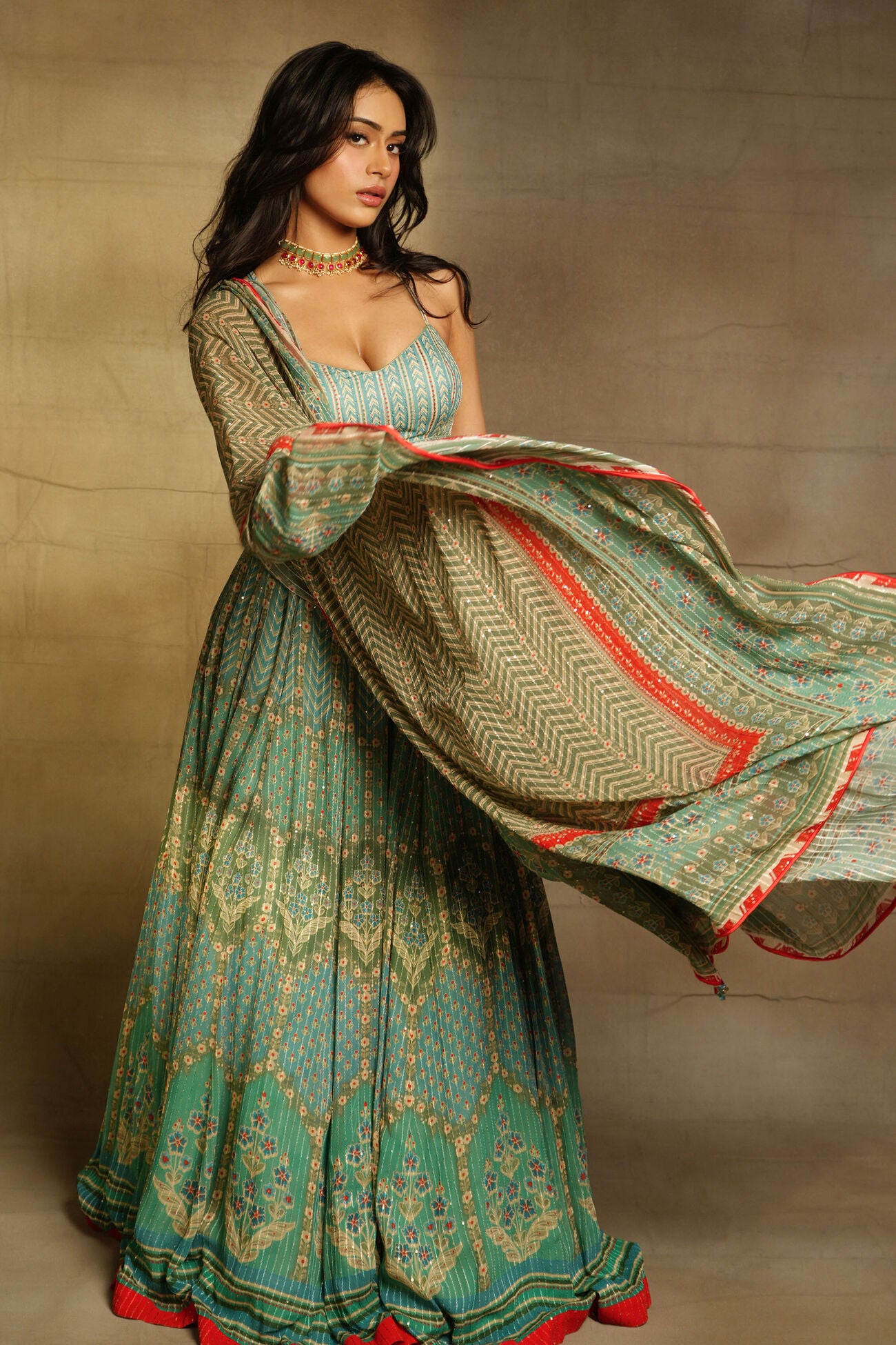 Nyssa Devgan in Reyah Lehenga with Signature Floral Print