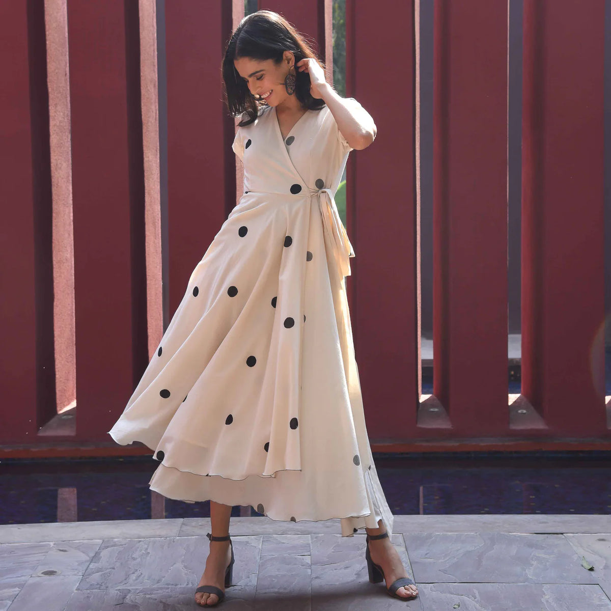 Shop Vanilla Bean Polka Cotton Dress - Cute & Comfortable Women's Polka Dot Dress