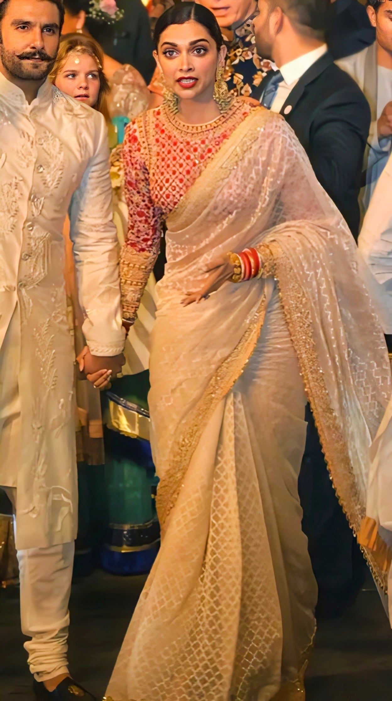 golden metallic saree inspired by Deepika Padukone style