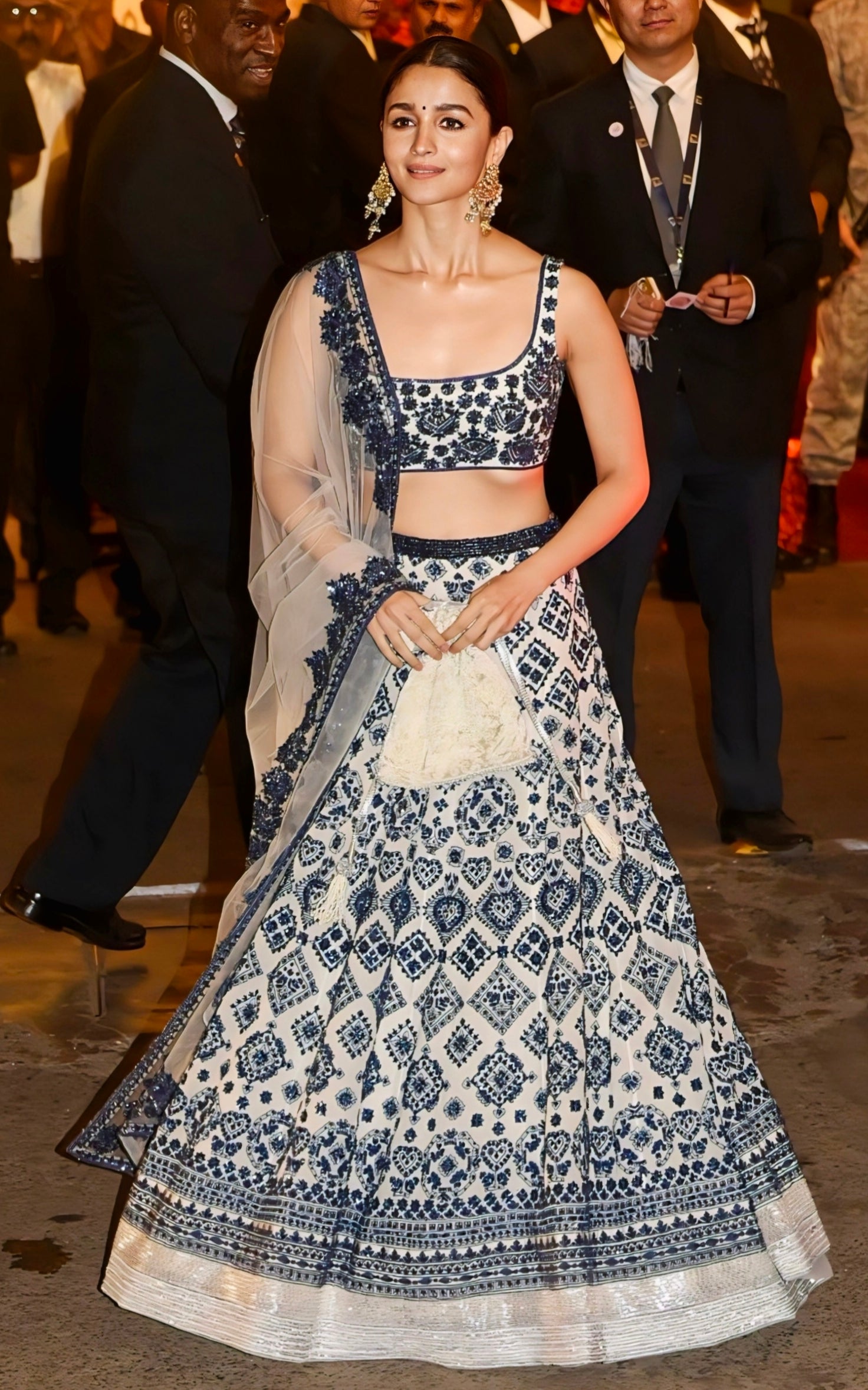 Alia Bhatt wedding lehenga inspired blue and white embroidered designer lehenga with net dupatta