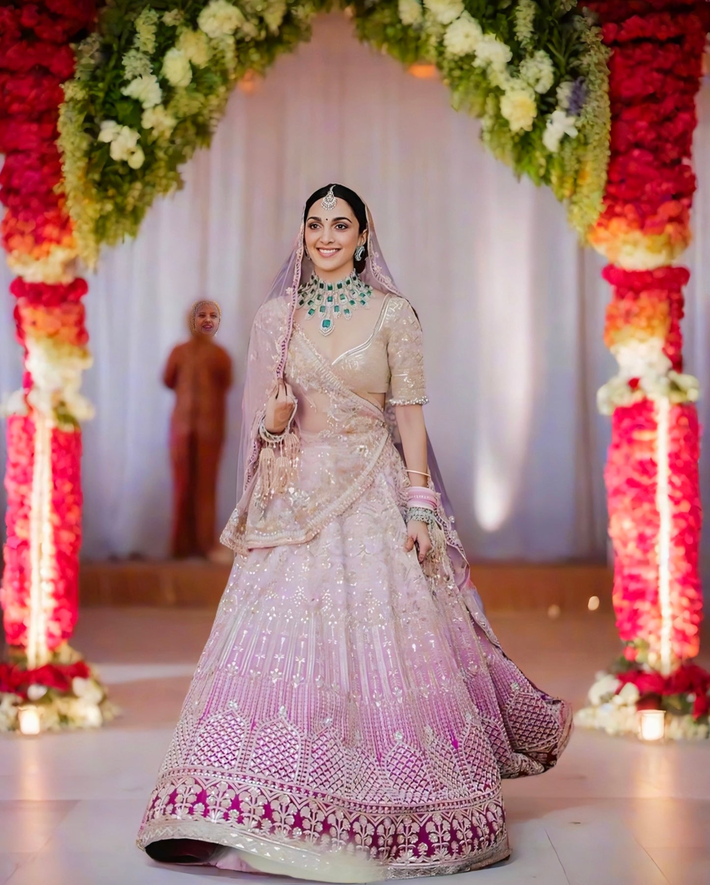 Lavender Ombre Crystal Embellished Bridal Lehenga (Kiara Advani Wedding Inspiration)