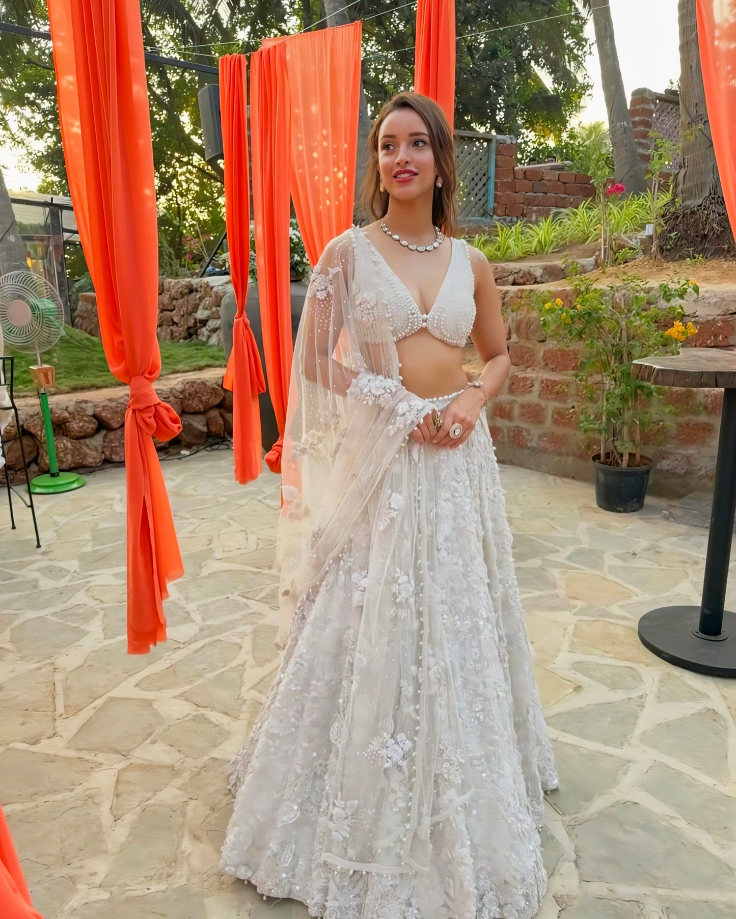 Triptii Dimri inspired ivory white embroidered designer lehenga choli with net dupatta