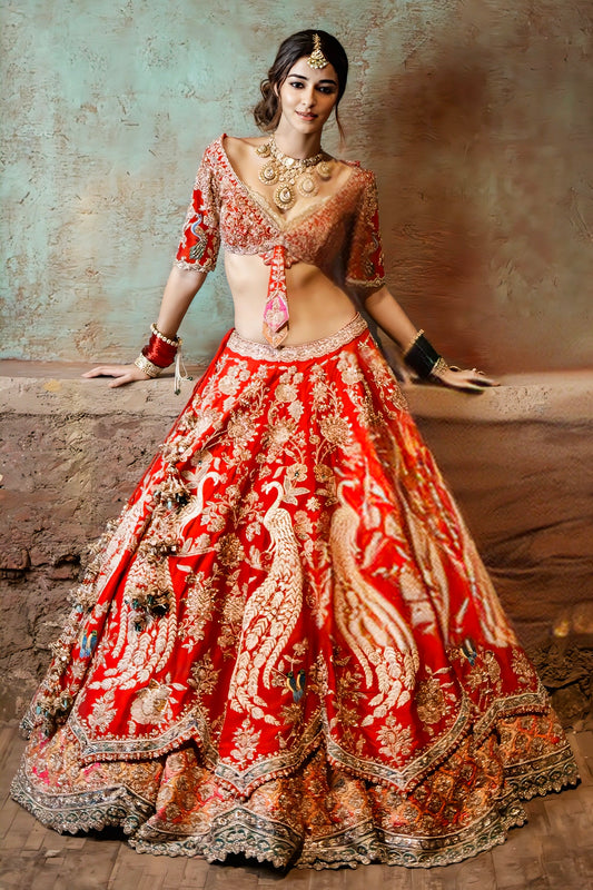 Peacock embroidered bridal lehenga inspired by Ananya Panday