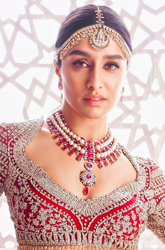 Red Heavy Embroidered Bridal Lehenga Choli Set