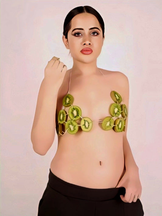 Urfi Javed kiwi bralette outfit fresh fruit fashion bold look