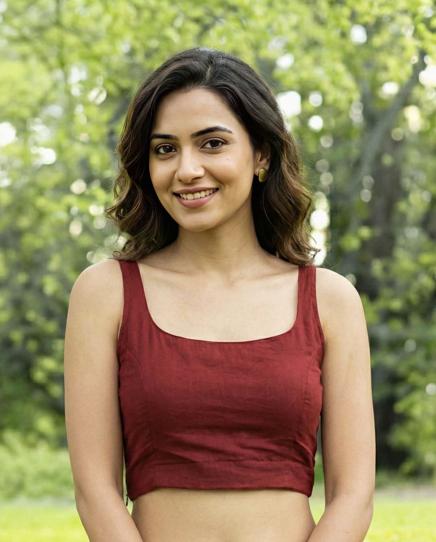 Maroon Sleeveless Fancy Blouse Design – Trendy Backless Saree Blouse for Party Wear