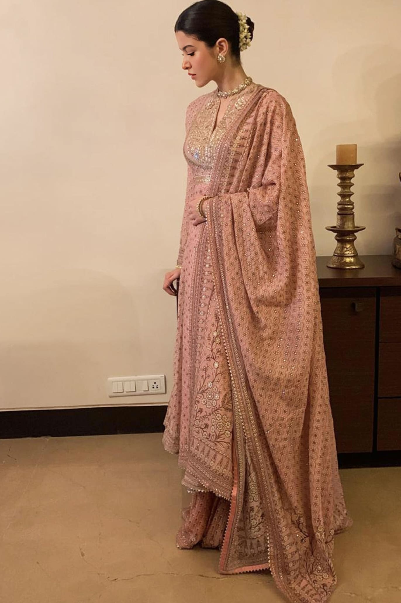 Shanaya Kapoor Inspired Blush Mul Anarkali Set | Gota Patti & Zardozi Embroidered Designer Outfit