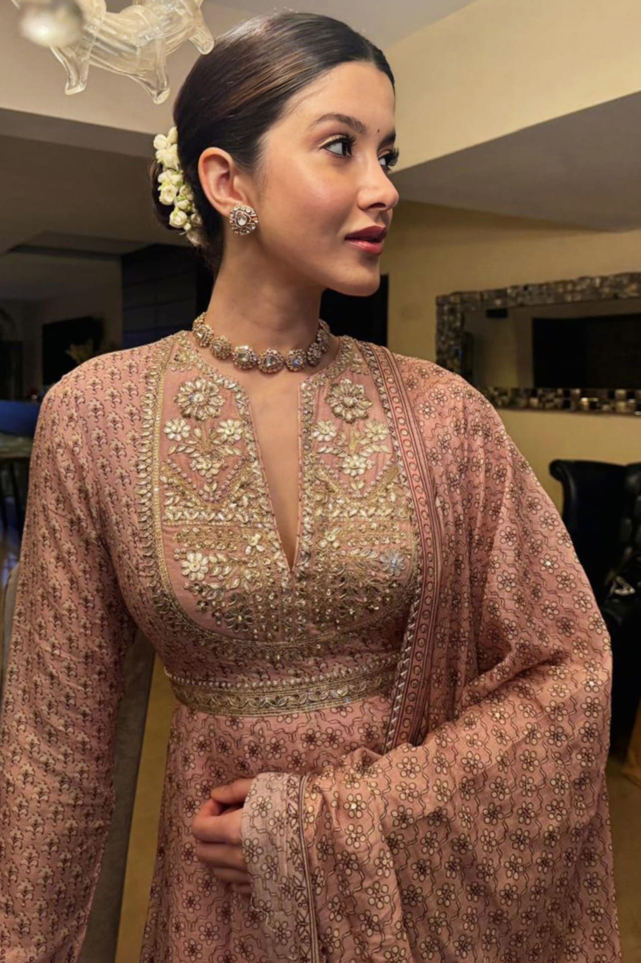 Shanaya Kapoor Inspired Blush Mul Anarkali Set | Gota Patti & Zardozi Embroidered Designer Outfit