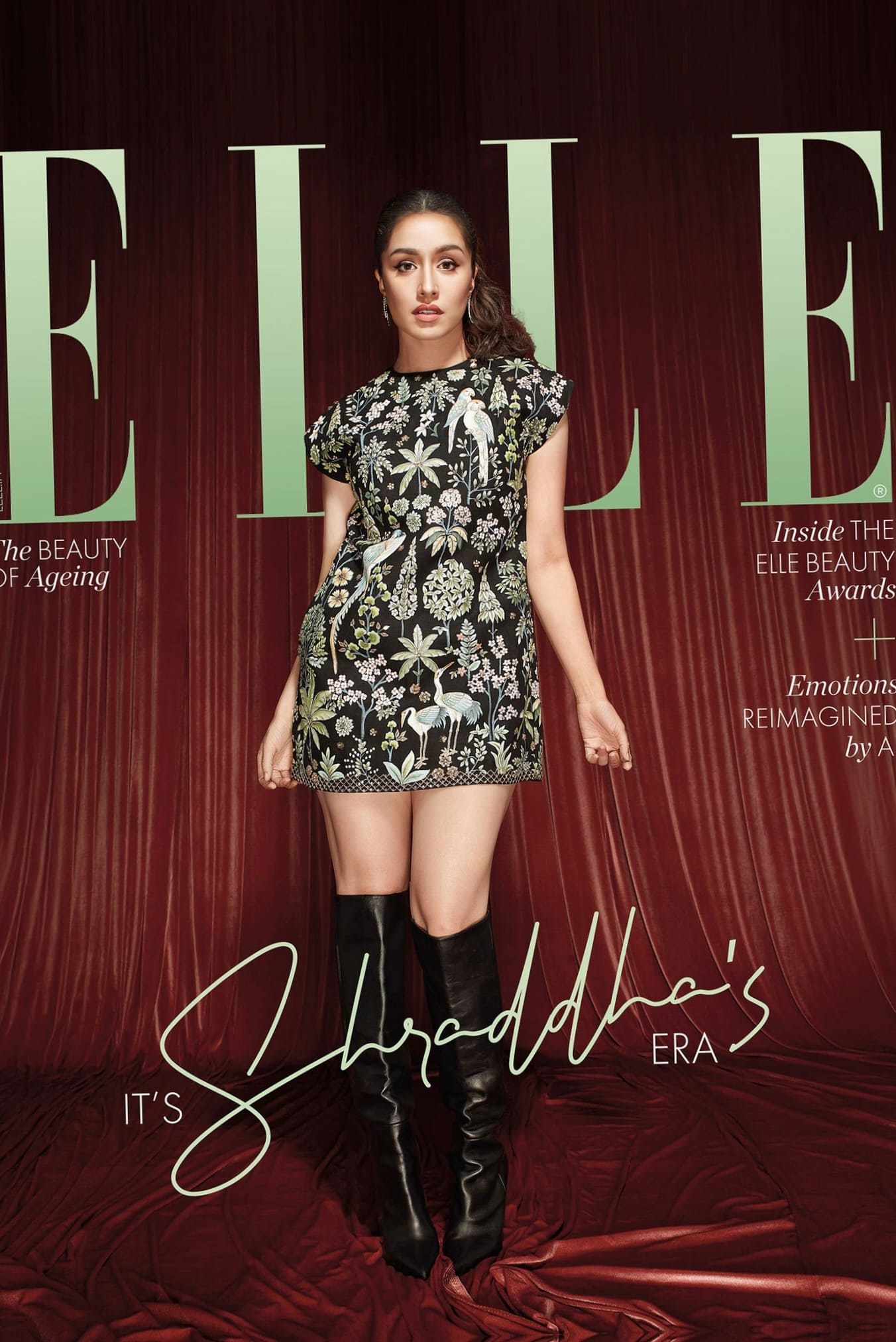 Shraddha Kapoor Inspired Black Hand-Painted Pichhwai Silk Dress | Symphony of Songbirds Designer Outfit