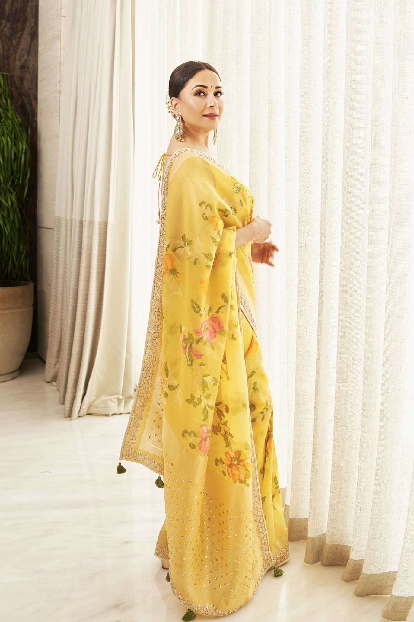 Madhuri Dixit Inspired Yellow Handwoven Banarasi Silk Saree | Shalise Designer Festive Wear