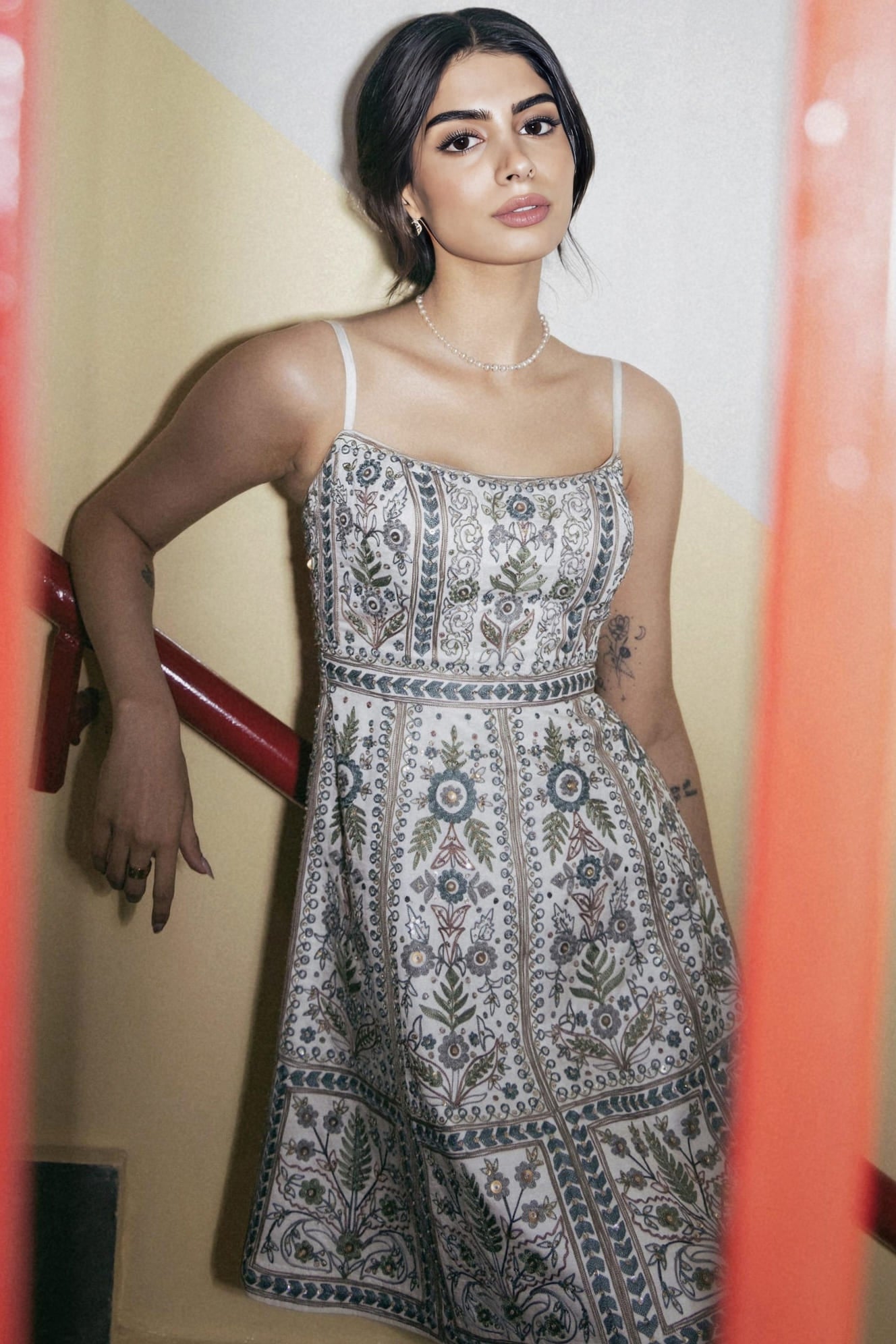 Khushi Kapoor Inspired Ivory Embroidered Dress | Evaluna Designer Sequin Outfit