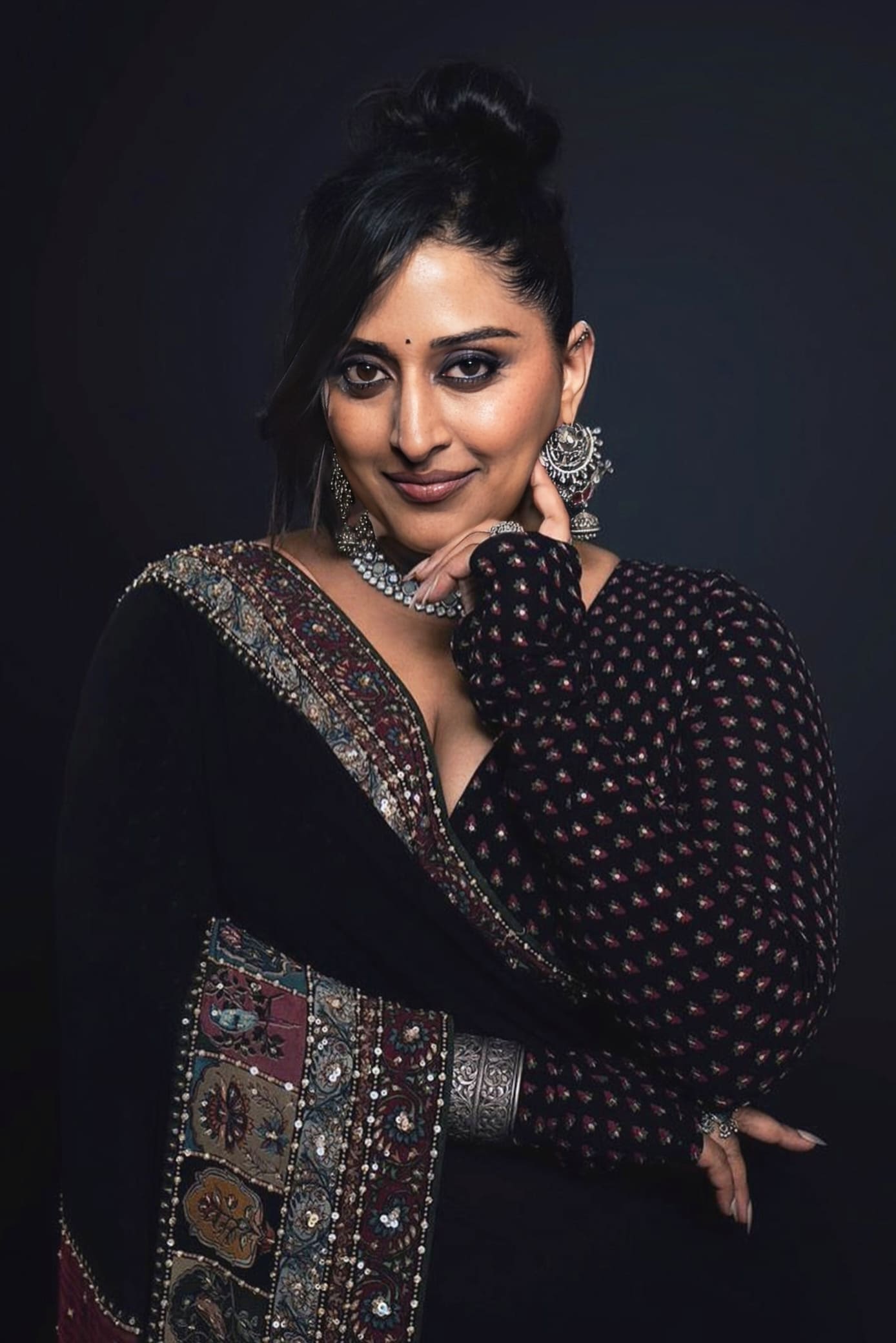 Raja Kumari Inspired Black Sequin Saree | Anjana Designer Party Wear Saree