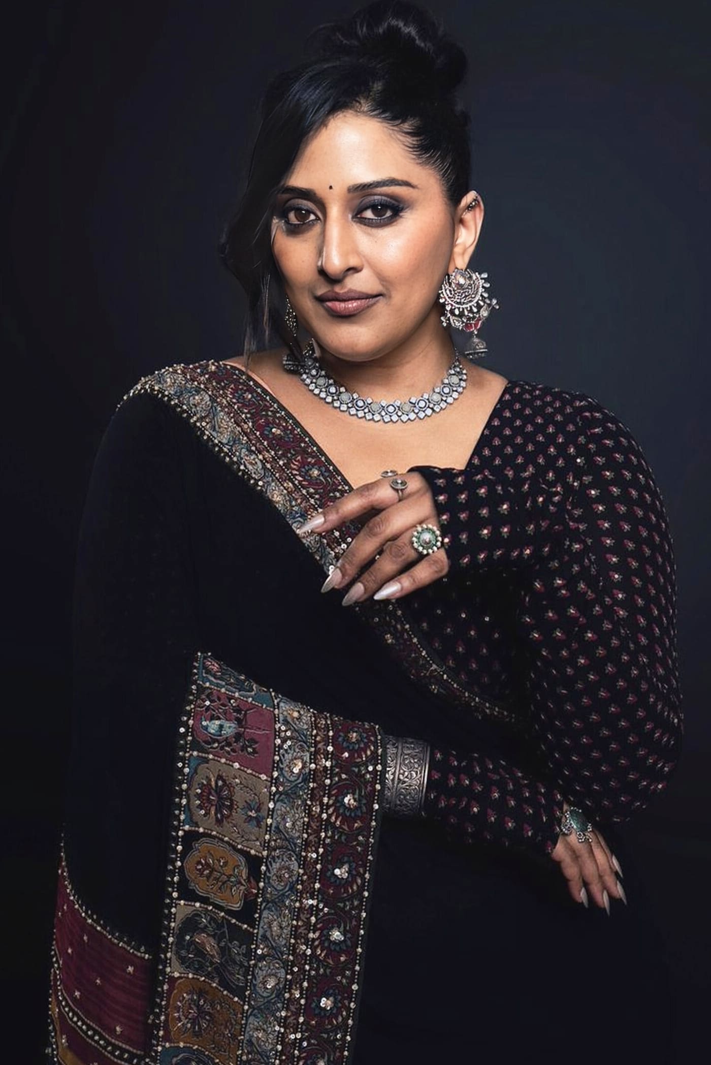 Raja Kumari Inspired Black Sequin Saree | Anjana Designer Party Wear Saree