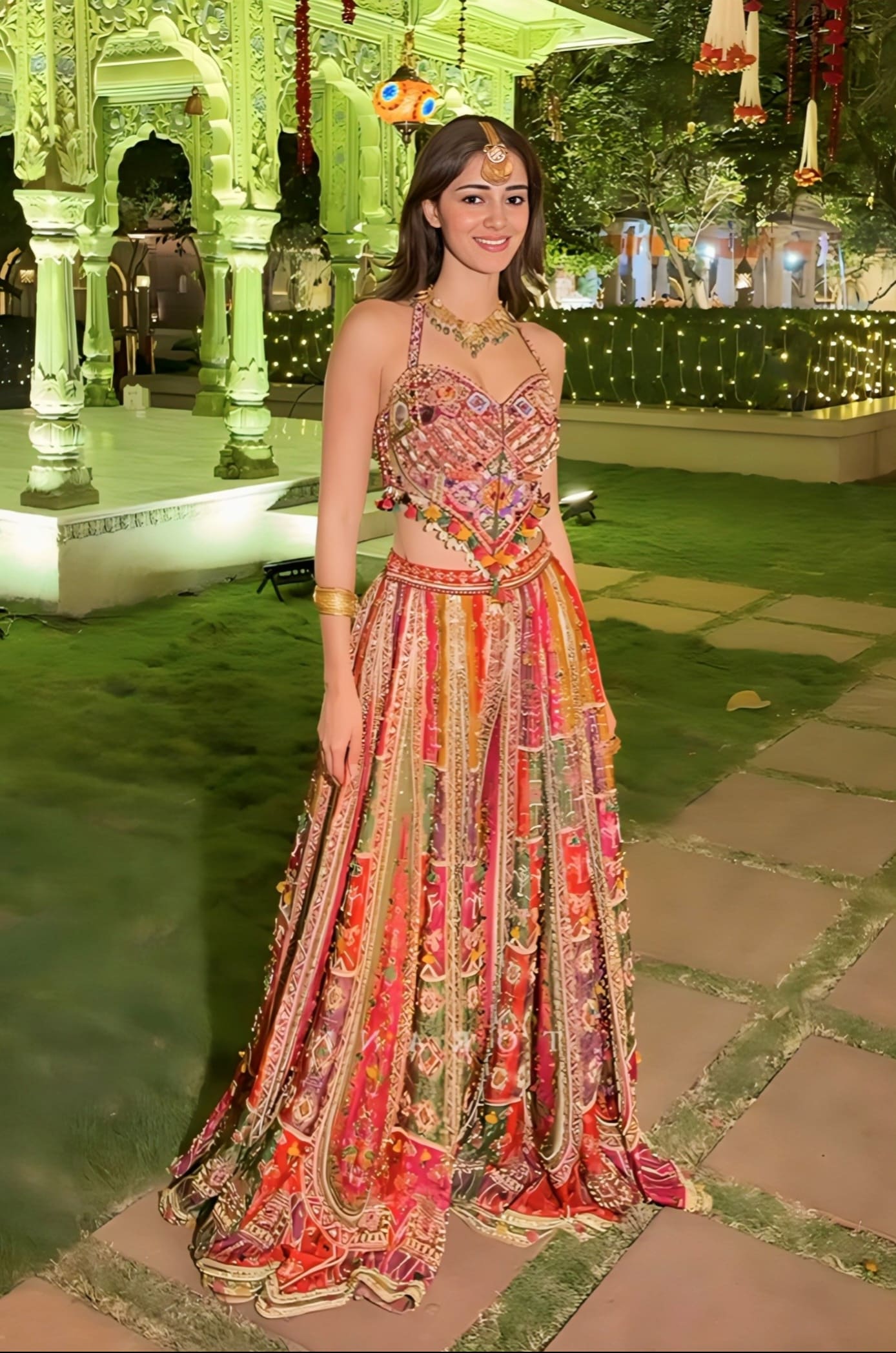 Ananya Panday inspired multicolour Patola silk sharara set with digital print and embroidery for festive and wedding wear