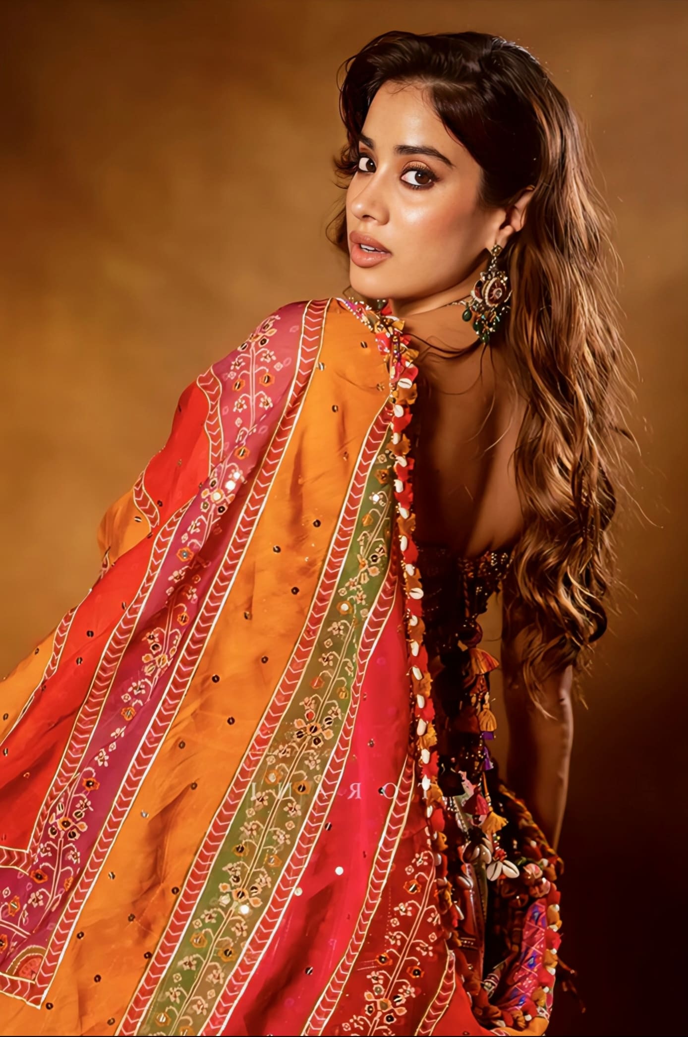 Janhvi Kapoor Inspired Multicolour Embroidered Silk Lehenga Set | Rangili Dhruvi Drashti Designer Outfit