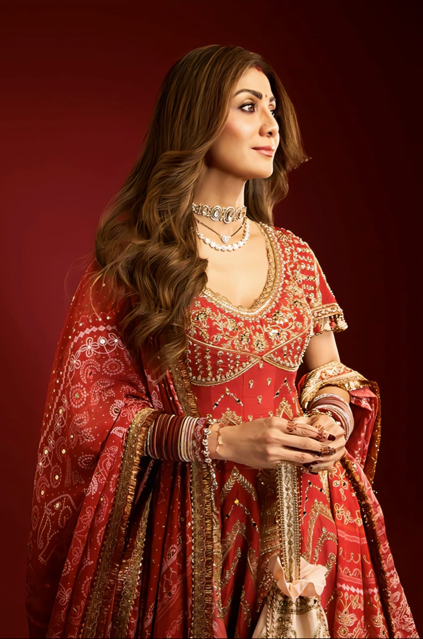 Shilpa Shetty Inspired Ombre Embroidered Gharara Set | Zehra Mahtabe Fareedan Designer Anarkali Outfit