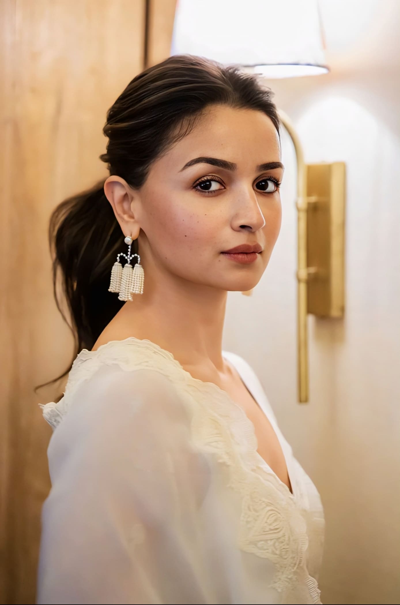Alia Bhatt Inspired Ivory Embroidered Silk Kurta Farshi Set | Swetah Mishika Designer Outfit