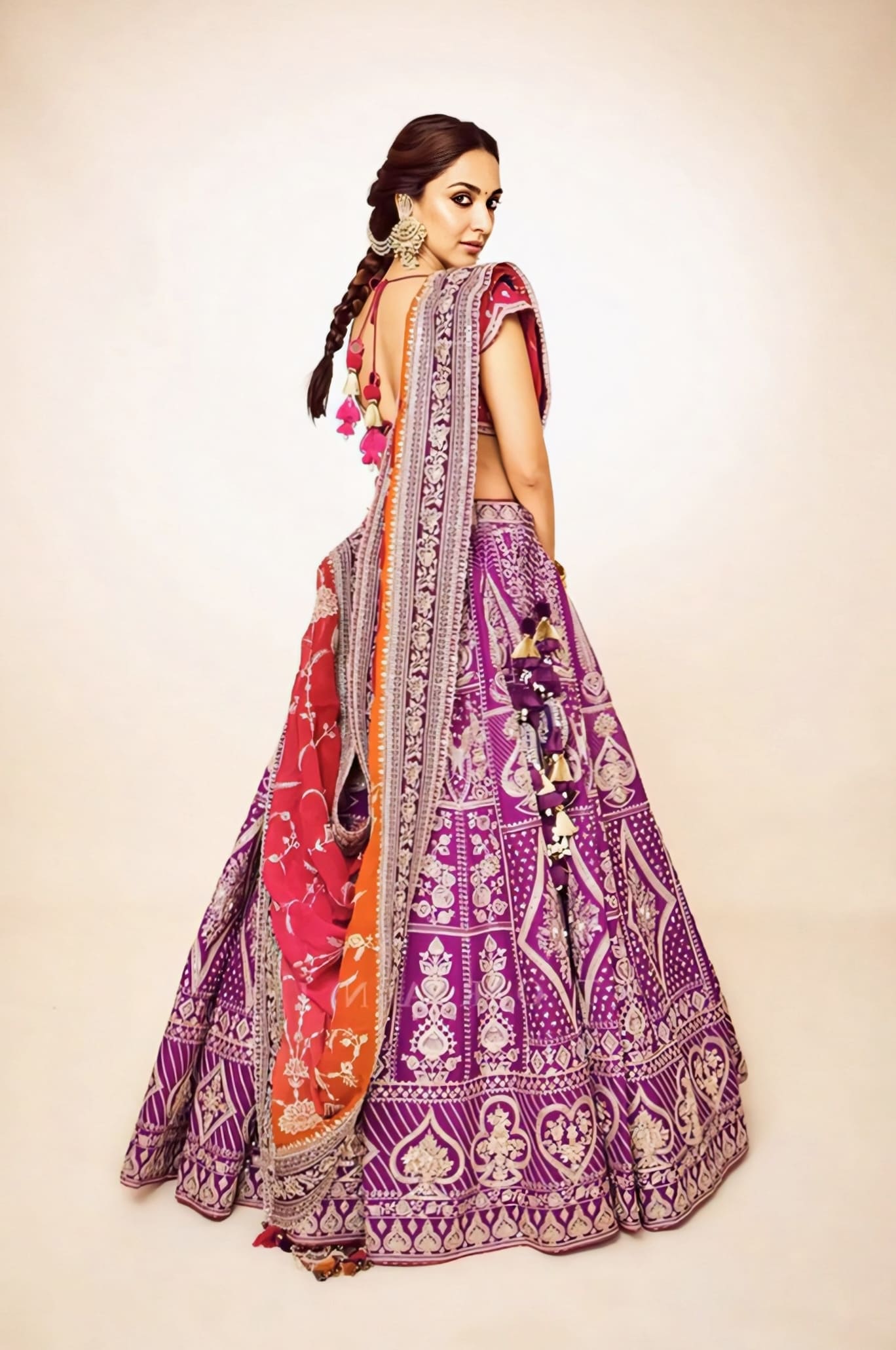 Kiara Advani Inspired Ombre Purple Embroidered Lehenga Choli Set | Raasleela Shyama Designer Outfit