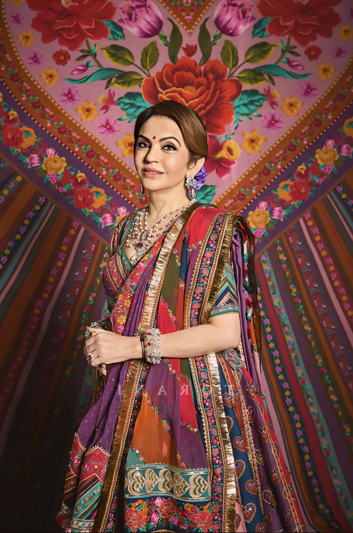 Nita Ambani Inspired Multicolour Hand-Embroidered Silk Lehenga Set | Dil Rangrez Designer Couture Outfit